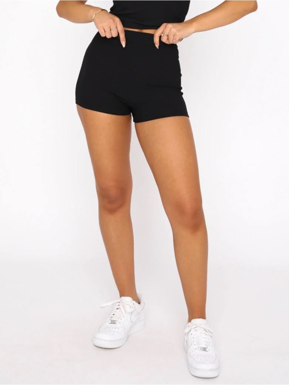 White Fox Boutique Black High-Waist Tailored Shorts